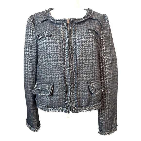 Zara Basic XL Houndstooth Wool Blend Detail Jacket - Picture 1 of 10